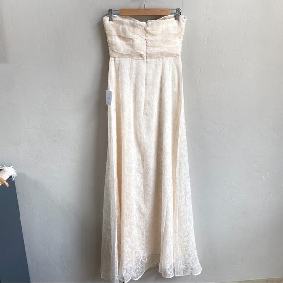 NWT Lulus Met Your Match Cream‎ Strapless Ruched Maxi Dress - Picture 4 of 8